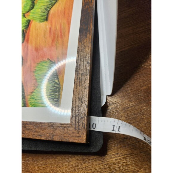 Hand Crafted Dessert Mountain Landscape Colored Pencil Drawing Framed 9x11" - Picture 3 of 16